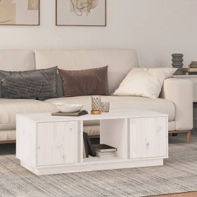 Couchtisch aus massivem weißem Kiefernholz, 110 x 50 x 40 cm von vidaXL, Couchtisch - Ref: Foro24-814425, Preis: 89,44 €, Rab...