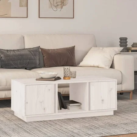 Couchtisch aus massivem weißem Kiefernholz, 110 x 50 x 40 cm von vidaXL, Couchtisch - Ref: Foro24-814425, Preis: 88,64 €, Rab...