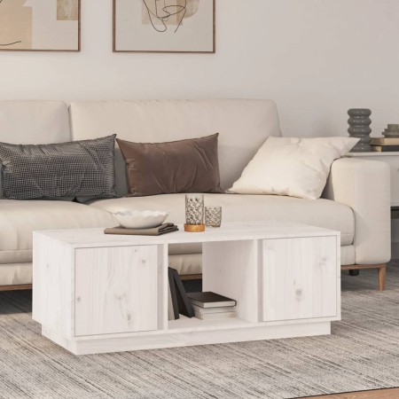 Mesa de centro de madera maciza de pino blanco 110x50x40 cm de vidaXL, Mesas de centro - Ref: Foro24-814425, Precio: 89,44 €,...