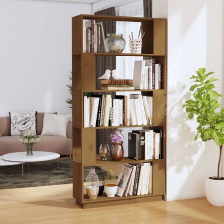 Pine wood shelf/divider honey brown 80x25x163.5 cm by vidaXL, Bookcases and shelves - Ref: Foro24-814067, Price: 99,95 €, Dis...