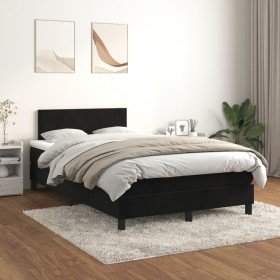 Cama box spring con colchón terciopelo negro 120x200 cm en Camas y somieres | Comprar online en Foro24