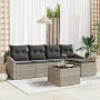 Conjunto de sofá de jardín 6 pcs Gris claro Poliratán