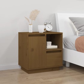 Mesita de noche madera maciza de pino marrón miel 50x34x50 cm de vidaXL, Mesitas de noche - Ref: Foro24-814485, Precio: 55,04...