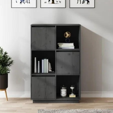 Tall sideboard in solid gray pine wood 74x35x117 cm by vidaXL, Sideboards - Ref: Foro24-814366, Price: 79,29 €, Discount: %