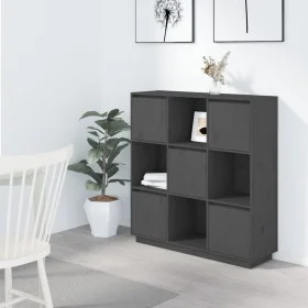 Aparador alto de madera maciza de pino gris 110,5x35x117 cm de vidaXL, Aparadores - Ref: Foro24-814371, Precio: 127,87 €, Des...