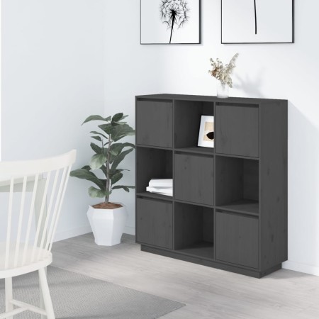 Hohes Sideboard aus massivem grauem Kiefernholz, 110,5 x 35 x 117 cm von vidaXL, Sideboards - Ref: Foro24-814371, Preis: 129,...