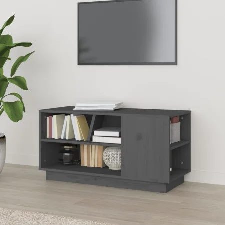TV-Ständer aus massivem Kiefernholz grau 80x35x40,5 cm von vidaXL, TV-Möbel - Ref: Foro24-814406, Preis: 51,95 €, Rabatt: %
