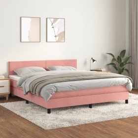 Cama box spring con colchón terciopelo rosa 160x200 cm Cama box spring con colchón terciopelo rosa 160x200 cm