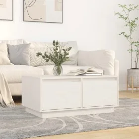 Couchtisch aus massivem weißem Kiefernholz, 80 x 50 x 35 cm von vidaXL, Couchtisch - Ref: Foro24-814440, Preis: 84,94 €, Raba...