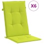 Cojín silla de jardín respaldo alto 6 uds tela verde 120x50x3cm