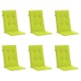 Cojín silla de jardín respaldo alto 6 uds tela verde 120x50x3cm