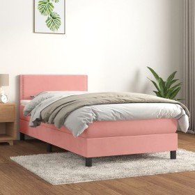 Cama box spring con colchón terciopelo rosa 80x200 cm en Camas y somieres | Comprar online en Foro24