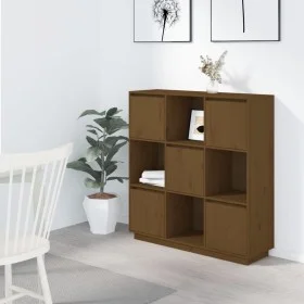 High sideboard solid honey brown pine wood 110.5x35x117 cm by vidaXL, Sideboards - Ref: Foro24-814372, Price: 109,37 €, Disco...