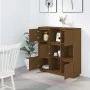High sideboard solid honey brown pine wood 110.5x35x117 cm by vidaXL, Sideboards - Ref: Foro24-814372, Price: 109,37 €, Disco...