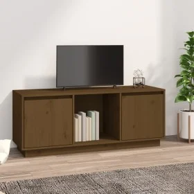 Solid pine wood TV stand in honey brown color, 110.5x35x44 cm by vidaXL, TV Furniture - Ref: Foro24-814342, Price: 60,26 €, D...