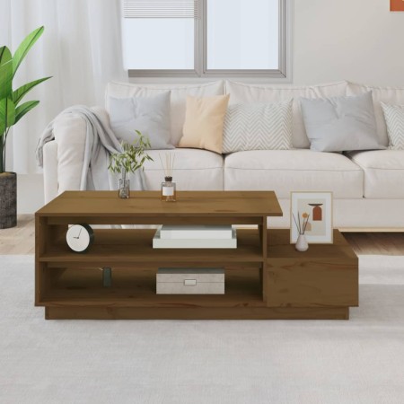 Mesa de centro madera maciza de pino marrón miel 120x50x40,5 cm de vidaXL, Mesas de centro - Ref: Foro24-814417, Precio: 92,9...