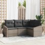 Conjunto de sofá de jardín 4 pcs Gris Poliratán