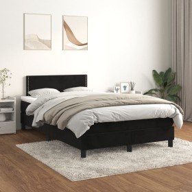 Cama box spring con colchón terciopelo negro 120x200 cm Cama box spring con colchón terciopelo negro 120x200 cm