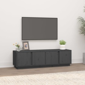 Mueble de TV madera maciza de pino gris 140x40x40 cm