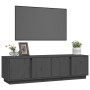 Mueble de TV madera maciza de pino gris 140x40x40 cm