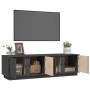 Mueble de TV madera maciza de pino gris 140x40x40 cm