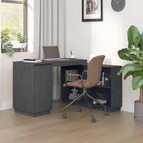 Schreibtisch aus massivem grauem Kiefernholz, 110 x 50 x 75 cm von vidaXL, Schreibtische - Ref: Foro24-814506, Preis: 205,49 ...