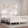 Weißer Massivholzbettrahmen mit Kopfteil 160x200 cm von vidaXL, Betten und Lattenroste - Ref: Foro24-3195167, Preis: 140,84 €...