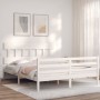 Weißer Massivholzbettrahmen mit Kopfteil 160x200 cm von vidaXL, Betten und Lattenroste - Ref: Foro24-3195167, Preis: 140,84 €...