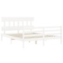 Weißer Massivholzbettrahmen mit Kopfteil 160x200 cm von vidaXL, Betten und Lattenroste - Ref: Foro24-3195167, Preis: 140,84 €...