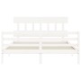 Weißer Massivholzbettrahmen mit Kopfteil 160x200 cm von vidaXL, Betten und Lattenroste - Ref: Foro24-3195167, Preis: 140,84 €...