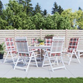 Cojín silla jardín respaldo alto 6 uds cuadros gris 120x50x3 cm Cojín silla jardín respaldo alto 6 uds cuadros gris 120x50x3 cm