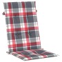 Cojín silla jardín respaldo alto 6 uds cuadros gris 120x50x3 cm