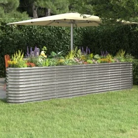 Planter raised bed steel powder coating silver 332x40x68 cm by vidaXL, Pots and planters - Ref: Foro24-318912, Price: 104,10 ...