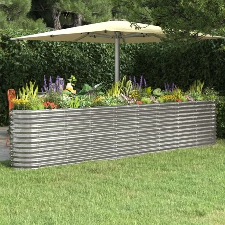 Planter raised bed steel powder coating silver 332x40x68 cm by vidaXL, Pots and planters - Ref: Foro24-318912, Price: 101,83 ...