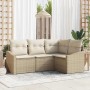 Conjunto de sofá de jardín 4 pcs Beige Poliratán
