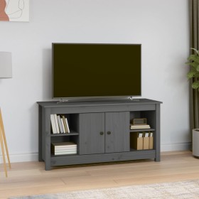 Mueble de TV de madera maciza de pino gris 103x36,5x52 cm