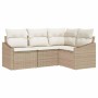 Conjunto de sofá de jardín 4 pcs Beige Poliratán