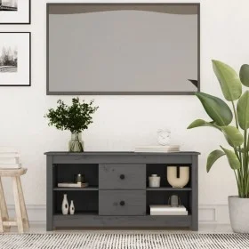 Mueble de TV de madera maciza de pino gris 103x36,5x52 cm de vidaXL, Muebles TV - Ref: Foro24-814571, Precio: 79,29 €, Descue...