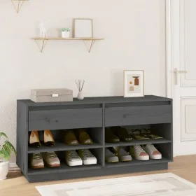 Solid pine wood shoe cabinet in gray, 110x34x52 cm by vidaXL, Shoe racks and shoe organizers - Ref: Foro24-814446, Price: 120...
