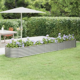 Steel flower bed powder coated silver 368x80x36 cm by vidaXL, Pots and planters - Ref: Foro24-318932, Price: 76,31 €, Discoun...