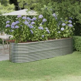 Blumenbeet aus Stahl, pulverbeschichtet, silberfarben, 296 x 80 x 68 cm von vidaXL, Töpfe und Pflanzgefäße - Ref: Foro24-3189...