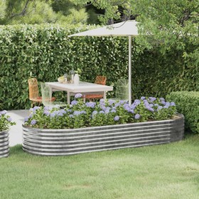 Steel flowerbed planter powder coated silver 249x100x36 cm by vidaXL, Pots and planters - Ref: Foro24-318997, Price: 59,22 €,...