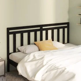 Solid black pine wood bed headboard 206x4x100 cm by vidaXL, Headboards and footboards - Ref: Foro24-814118, Price: 32,80 €, D...