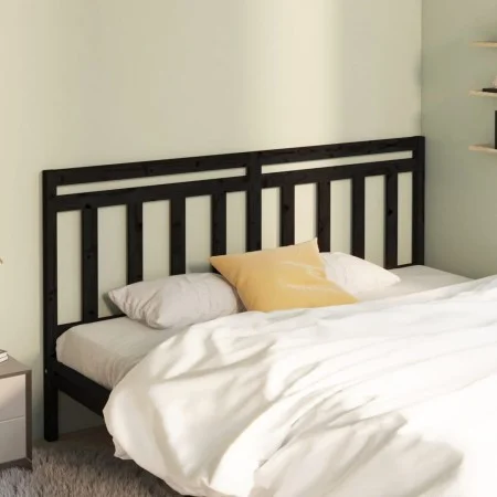 Solid black pine wood bed headboard 206x4x100 cm by vidaXL, Headboards and footboards - Ref: Foro24-814118, Price: 32,80 €, D...