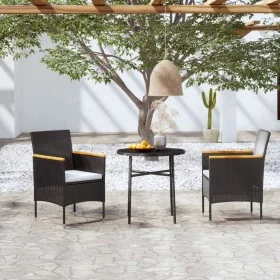 3-Piece Black Synthetic Rattan Garden Dining Set by vidaXL, Garden sets - Ref: Foro24-3098025, Price: 149,73 €, Discount: %