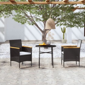3-teiliges Garten-Ess-Set aus schwarzem synthetischem Rattan von vidaXL, Gartensets - Ref: Foro24-3098025, Preis: 143,76 €, R...