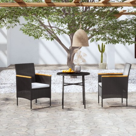 3-Piece Black Synthetic Rattan Garden Dining Set by vidaXL, Garden sets - Ref: Foro24-3098025, Price: 143,76 €, Discount: %