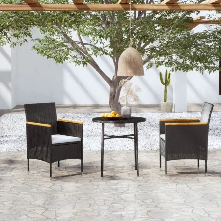 3-teiliges Garten-Ess-Set aus schwarzem synthetischem Rattan von vidaXL, Gartensets - Ref: Foro24-3098025, Preis: 149,73 €, R...