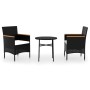 3-Piece Black Synthetic Rattan Garden Dining Set by vidaXL, Garden sets - Ref: Foro24-3098025, Price: 143,76 €, Discount: %