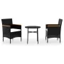 3-Piece Black Synthetic Rattan Garden Dining Set by vidaXL, Garden sets - Ref: Foro24-3098025, Price: 149,73 €, Discount: %